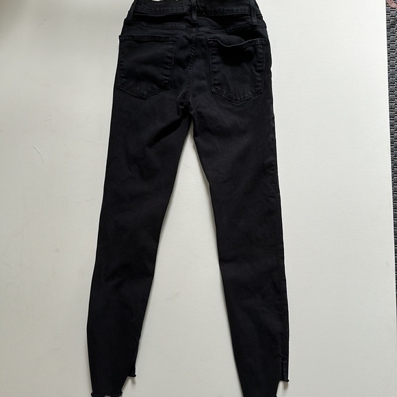 FRAME Le Skinny de Jeanne black jeans with raw jagged hems size 24 - Picture 7 of 11